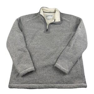 Orvis Sherpa Lined Quarter Zip Sweater Mens Large Gray Fleece Lined Pullover